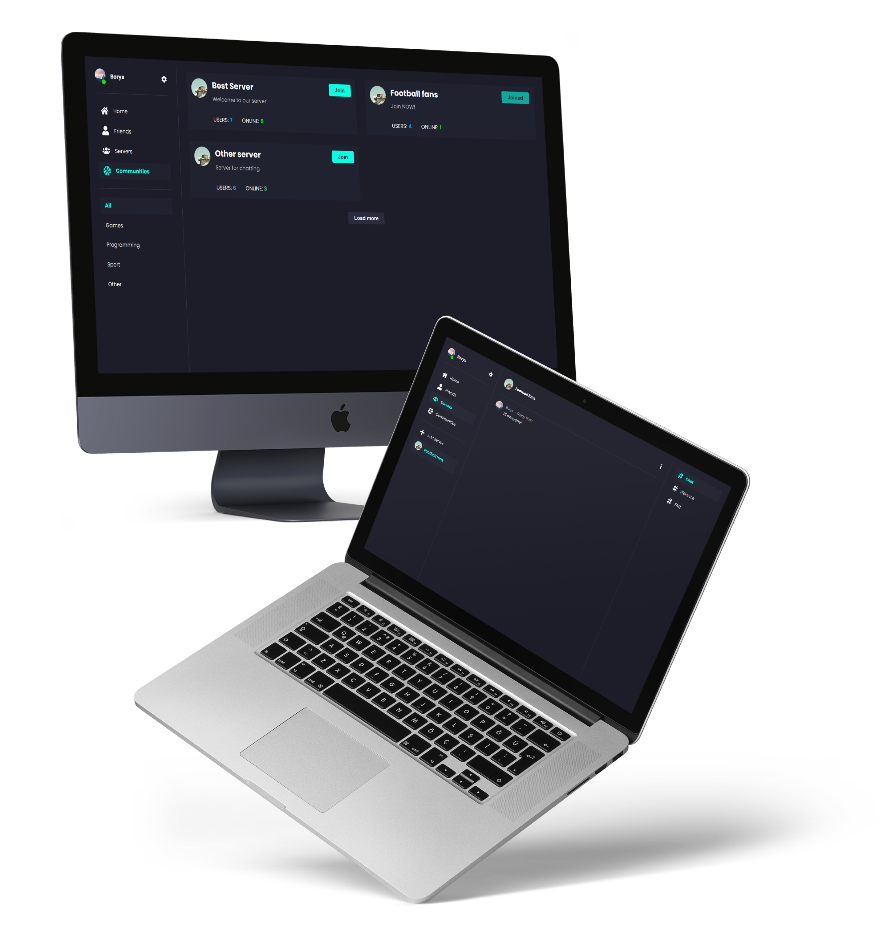 The view of website on laptop